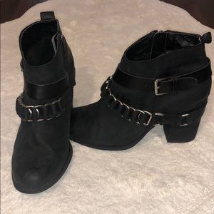 Genuine Leather Black Ankle Booties